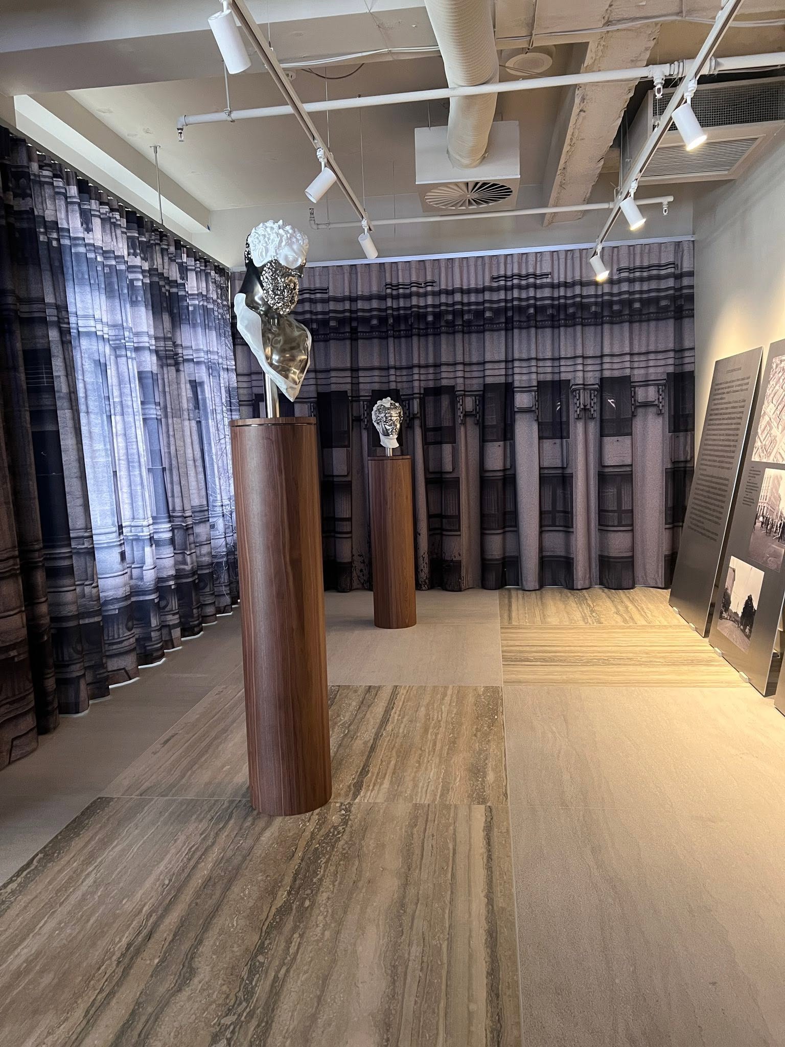 Design display at 623 Collins State Bank House private briefing