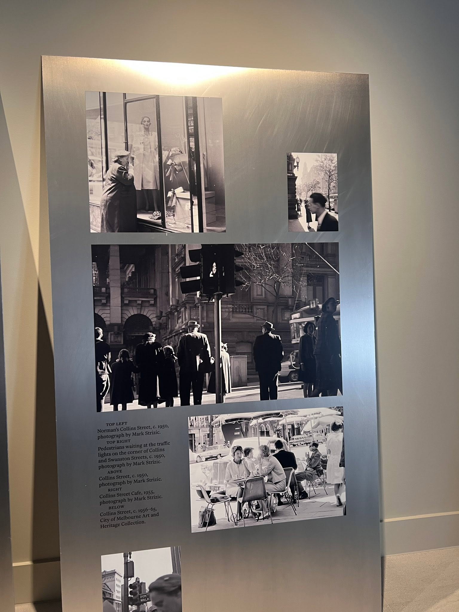 Historical Collins Street display at the 623 Collins State Bank House briefing